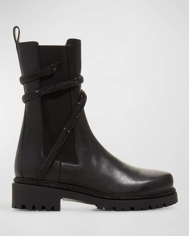 Calfskin Snake-Wrap Chelsea Boots